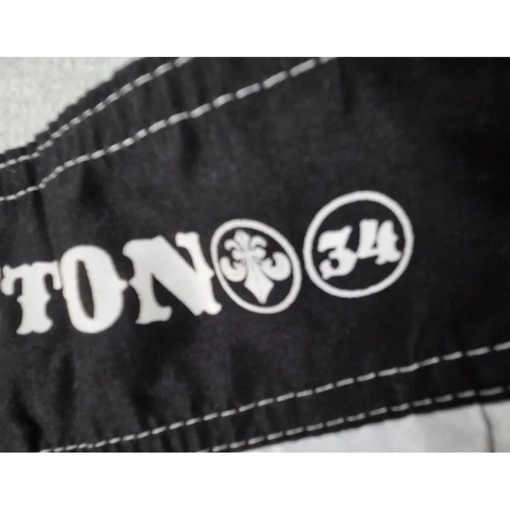 Affliction‎ THUNDERFOOT Boardshorts Swim Trunks 34 Black Tie Waist Gothic Grunge